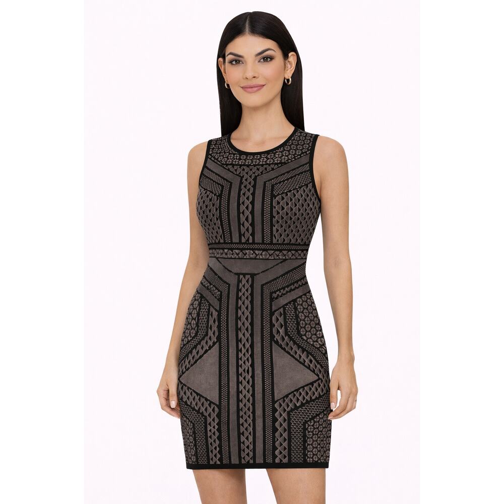 BCBG Max Azria Stefanie Relief Jacquard Black Nude EUC Size Small